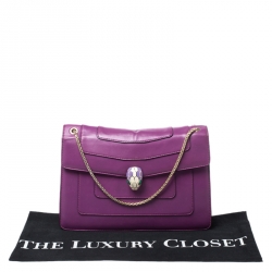 مملوكة مسبقًا Bvlgari Purple Leather Medium Serpenti Forever Flap Shoulder Bag