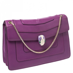 مملوكة مسبقًا Bvlgari Purple Leather Medium Serpenti Forever Flap Shoulder Bag