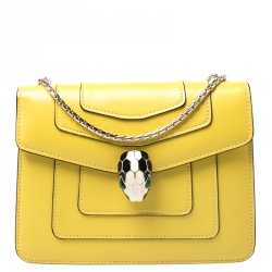 BULGARI Calfskin Serpenti Forever Shoulder Bag Yellow 1253418