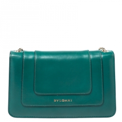 Pre Owned حقيبة بلغاري "سيربينتي فوريفر" بقلاب جلد أخضر