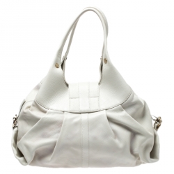 مملوكة مسبقًا Bvlgari White Leather Chandra Hobo 