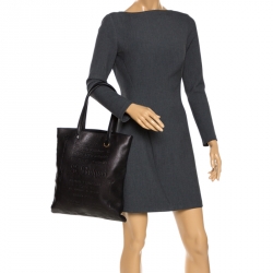 Bvlgari Black Leather Sotirio Motif Tote