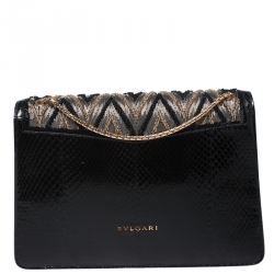Bvlgari Tri Color Python and Beads Medium Serpenti Forever Flap Shoulder Bag