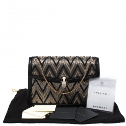 Bvlgari Tri Color Python and Beads Medium Serpenti Forever Flap Shoulder Bag