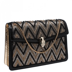 Bvlgari Tri Color Python and Beads Medium Serpenti Forever Flap Shoulder Bag