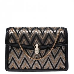 Bvlgari Tri Color Python and Beads Medium Serpenti Forever Flap Shoulder Bag