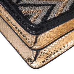 Bvlgari Tri Color Python and Beads Medium Serpenti Forever Flap Shoulder Bag