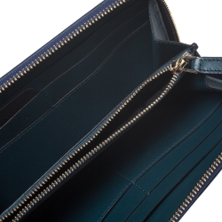 Bvlgari Blue Leather Serpenti Forever Zip Around Wallet