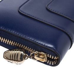 Bvlgari Blue Leather Serpenti Forever Zip Around Wallet