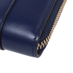 Bvlgari Blue Leather Serpenti Forever Zip Around Wallet