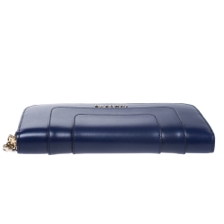Bvlgari Blue Leather Serpenti Forever Zip Around Wallet