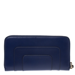 Bvlgari Blue Leather Serpenti Forever Zip Around Wallet