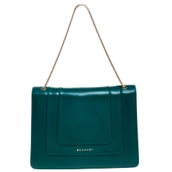 Bvlgari Green Leather Large Serpenti Forever Shoulder Bag