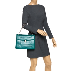 Bvlgari Green Leather Large Serpenti Forever Shoulder Bag