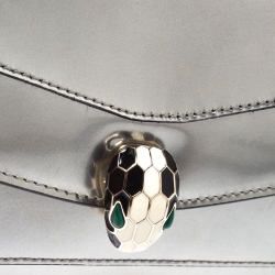 Bvlgari Metallic Silver Patent Leather Serpenti Forever Continental Wallet