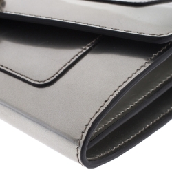 Bvlgari Metallic Silver Patent Leather Serpenti Forever Continental Wallet