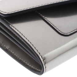 Bvlgari Metallic Silver Patent Leather Serpenti Forever Continental Wallet
