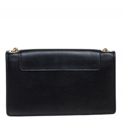 Pre Owned حقيبة كروس بلغاري قلاب جلد سوداء