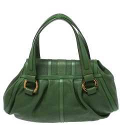 Pre Owned Bvlgari Green Leather Chandra Satchel
