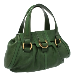 Pre Owned Bvlgari Green Leather Chandra Satchel