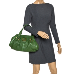 Pre Owned Bvlgari Green Leather Chandra Satchel