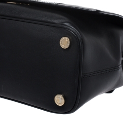 Bvlgari Black Leather and Python Top Handle Bag