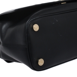 Bvlgari Black Leather and Python Top Handle Bag