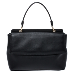 Bvlgari Black Leather and Python Top Handle Bag