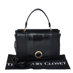 Bvlgari Black Leather and Python Top Handle Bag