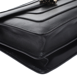 Bvlgari Black Leather Medium Serpenti Forever Flap Shoulder Bag