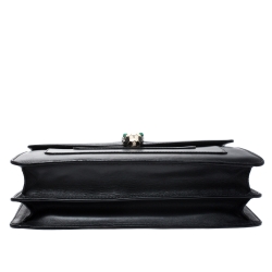 Bvlgari Black Leather Medium Serpenti Forever Flap Shoulder Bag