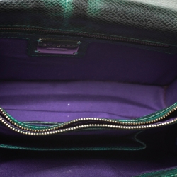 Pre Owned Bvlgari Green Karung Medium Serpenti Forever Flap Shoulder Bag