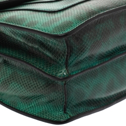 Pre Owned Bvlgari Green Karung Medium Serpenti Forever Flap Shoulder Bag
