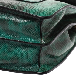 Pre Owned Bvlgari Green Karung Medium Serpenti Forever Flap Shoulder Bag