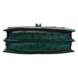 Pre Owned Bvlgari Green Karung Medium Serpenti Forever Flap Shoulder Bag