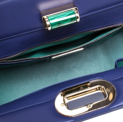 Pre Owned Bvlgari Blue Leather Isabella Rossellini Top Handle Bag