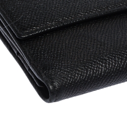 Pre Owned Bvlgari Black Leather Trifold Continental Wallet