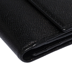 Pre Owned Bvlgari Black Leather Trifold Continental Wallet