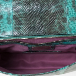 Bvlgari Green/Black Lizard Serpenti Forever Flap Shoulder Bag