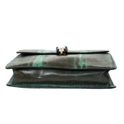 Bvlgari Green/Black Lizard Serpenti Forever Flap Shoulder Bag