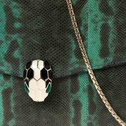 Bvlgari Green/Black Lizard Serpenti Forever Flap Shoulder Bag