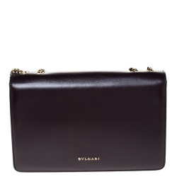 مملوكة مسبقًا حقيبة كتف بلغاري غطاء قلاب بلاستيك وجلد سوداء/ بنفسجية