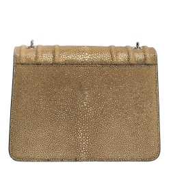 Bvlgari Metallic Gold Stingray and Patent Leather Serpenti Forever Shoulder Bag