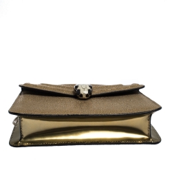 Bvlgari Metallic Gold Stingray and Patent Leather Serpenti Forever Shoulder Bag