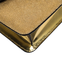 Bvlgari Metallic Gold Stingray and Patent Leather Serpenti Forever Shoulder Bag
