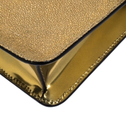Bvlgari Metallic Gold Stingray and Patent Leather Serpenti Forever Shoulder Bag
