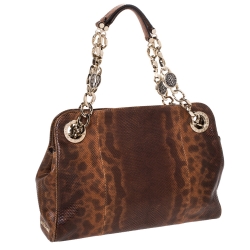 Bvlgari Brown Lizard Medium Bonton Bag