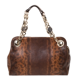 Bvlgari Brown Lizard Medium Bonton Bag
