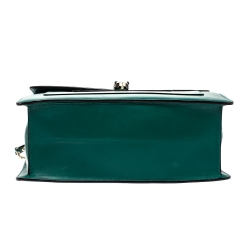 Bvlgari Green Leather  Serpenti Forever Double Flap Shoulder Bag