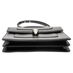 Pre Owned Bvlgari Black Leather Serpenti Forever Flap Bag